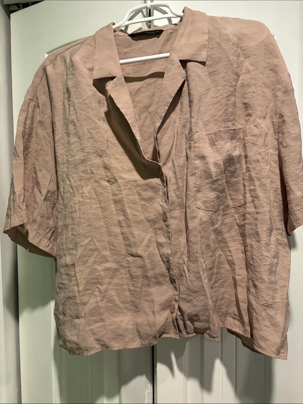 Zara Blush Short-Sleeve Button-Down Shirt